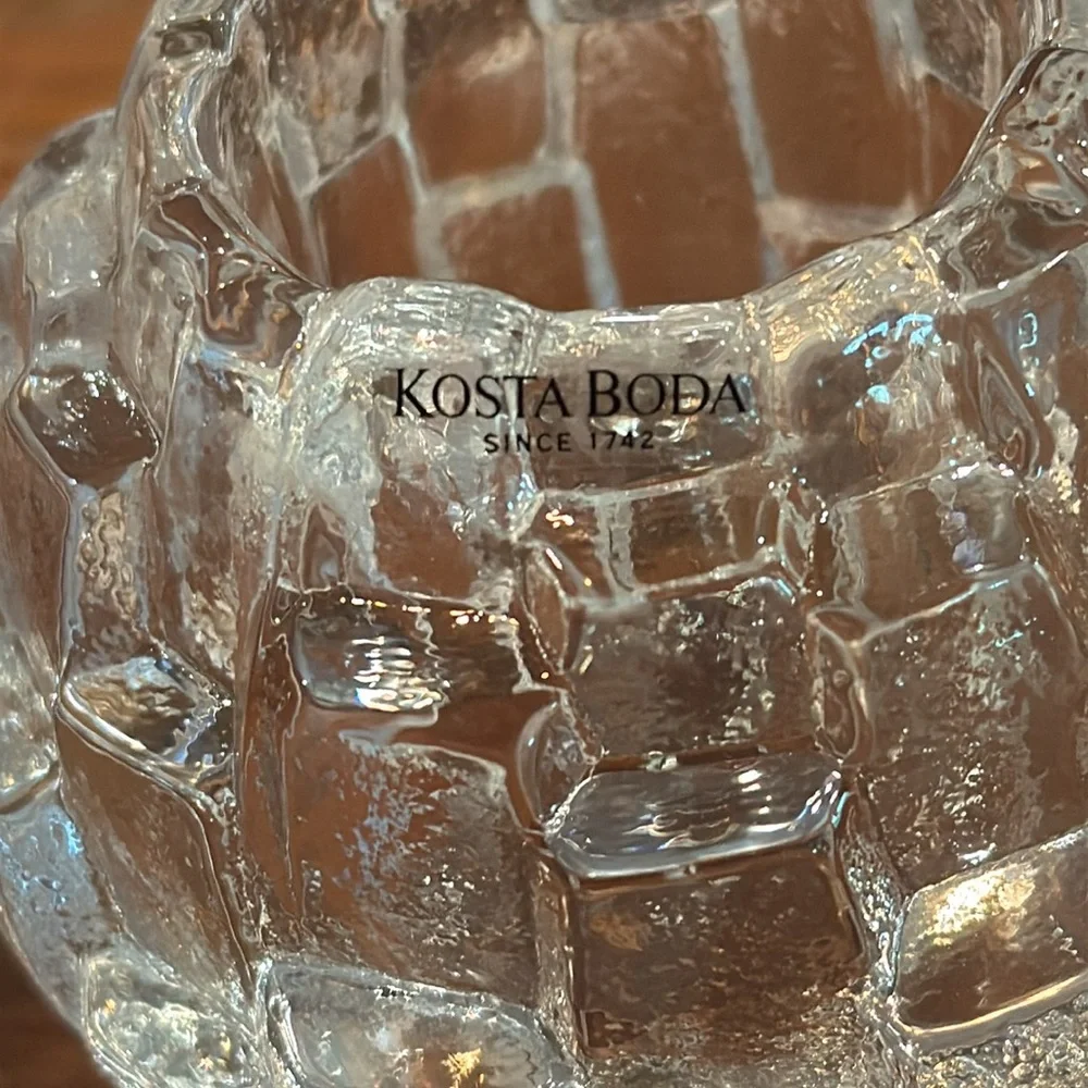 NEW IN BOX Kosta Boda Igloo Crystal Candle Holder Tea Light Sweden Clear NEW NIB